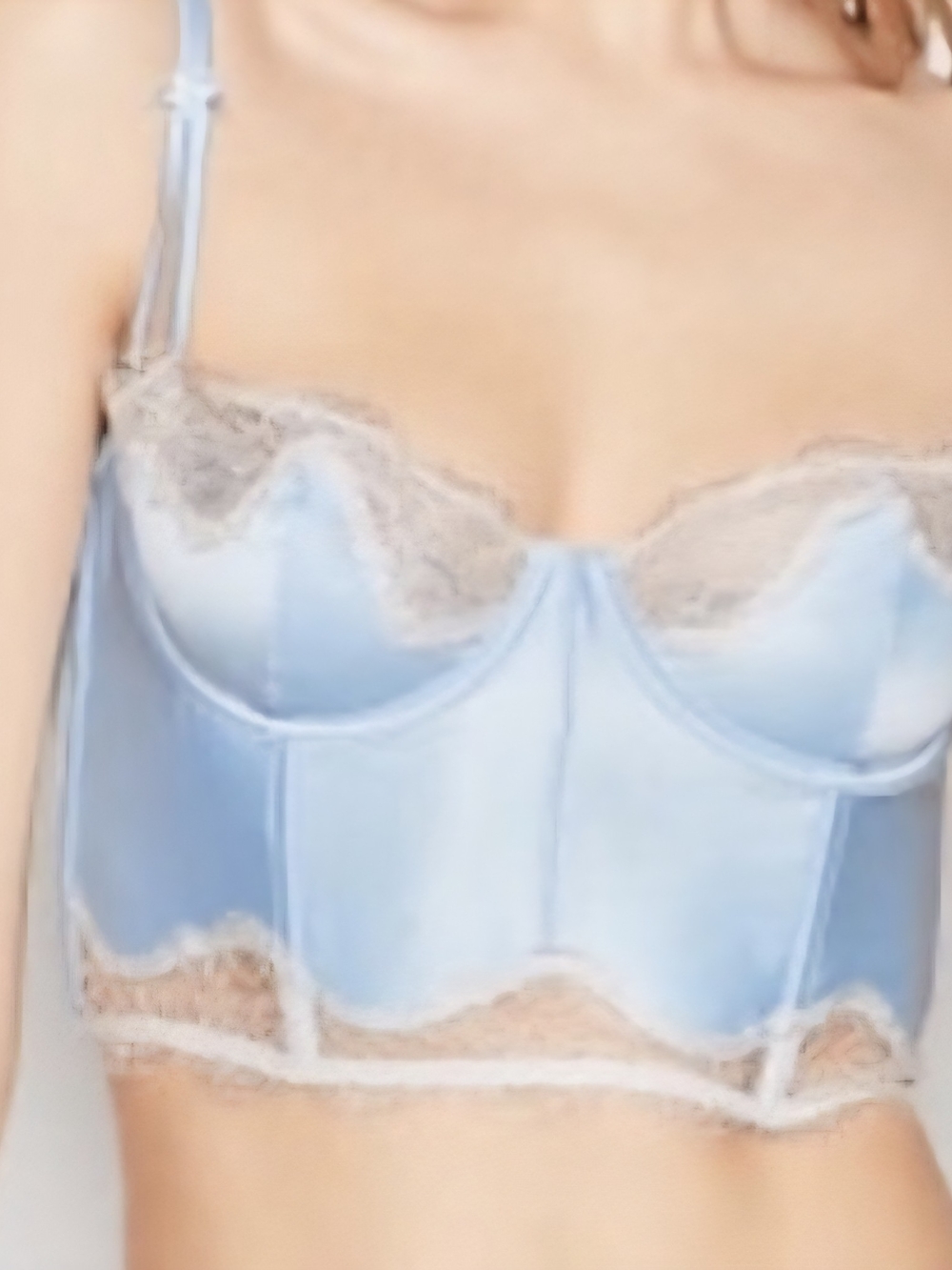 Victoria's Secret Light Blue Satin Lace Corset Top